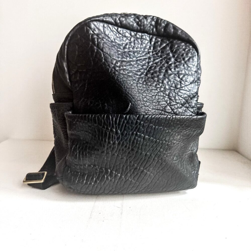 Status Anxiety Black Pebbled Leather Medium Backpack